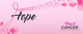 Breast cancer awareness hope text banner