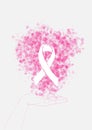 Breast cancer awareness human hand ribbon illustra Royalty Free Stock Photo