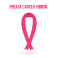 Breast cancer awareness icon. Hot pink ribbon isolated on white background. Symbol of women s health. Healthcare concept. Vector Royalty Free Stock Photo