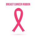 Breast cancer awareness icon. Hot pink ribbon isolated on white background. Symbol of women s health. Healthcare concept. Vector Royalty Free Stock Photo