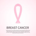 Breast cancer awareness icon. Pink ribbon vector illustration. Symbol of women s healthcare. Medical concept. Design template for Royalty Free Stock Photo