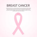 Breast cancer awareness icon. Pink ribbon vector illustration. Symbol of women s healthcare. Medical concept. Design template for Royalty Free Stock Photo