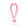 Breast cancer awareness icon. Silky pink ribbon isolated on white background. Symbol of women s healthcare. Medical concept. Royalty Free Stock Photo