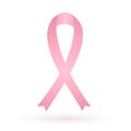 Breast cancer awareness icon. Silky pink ribbon isolated on white background. Symbol of women s healthcare. Medical concept. Royalty Free Stock Photo