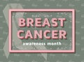 Breast cancer awareness month background template with retro stylized typography. 3d font with colored buttons, ornate