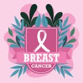 Breast cancer awareness month brush stroke ribbon pink banner