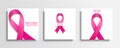 Breast cancer awareness month cards set. Multiple myeloma cancer awareness month and solidarity symbol.