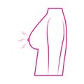 Breast cancer awareness month, chest pain symptom of female body, healthcare concept line icon