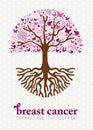 Breast cancer awareness month pink spring tree art Royalty Free Stock Photo
