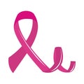 Breast cancer awareness month, curly pink ribbon, healthcare concept flat icon style