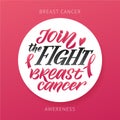 Breast Cancer Awareness Month Design. Pink Poster. Creative Pink And White Round Design, Motivational Banner