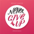 Breast Cancer Awareness Month Design. Pink Poster. Creative Pink And White Round Design, Motivational Banner