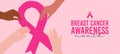 Breast Cancer Awareness month diverse hand female and pink ribbon symbol card Royalty Free Stock Photo