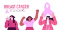 Breast Cancer Awareness month diverse women group banner Royalty Free Stock Photo