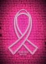 Breast Cancer Awareness Month Emblem, White Ribbon Symbol