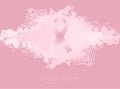 Breast cancer awareness month. Grunge blot background and pink ribbon tape