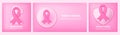 Breast cancer awareness month icons set. Pink ribbon, woman silhouette, badge, heart. Design elements for support Royalty Free Stock Photo