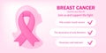 Breast cancer awareness month information page, flyer. Pink ribbon, woman silhouette, place for text. Design elements