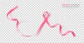 Breast Cancer Awareness Month. Pink Color Ribbon Isolated On Transparent Background. Vector Design Template For Poster. Royalty Free Stock Photo