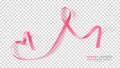 Breast Cancer Awareness Month. Pink Color Ribbon Isolated On Transparent Background. Vector Design Template For Poster. Royalty Free Stock Photo