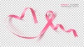 Breast Cancer Awareness Month. Pink Color Ribbon Isolated On Transparent Background. Vector Design Template For Poster. Royalty Free Stock Photo