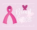 Breast cancer awareness month pink ribbon butterfly dots background banner Royalty Free Stock Photo