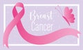Breast cancer awareness month pink ribbon flying butterfly banner Royalty Free Stock Photo