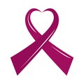 Breast cancer awareness month, pink ribbon shaped heart, healthcare concept flat icon style Royalty Free Stock Photo