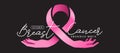 Breast cancer awareness month - Pink ribbon awareness sign with human hand hold text on black background vector design