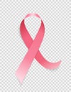 Breast Cancer Awareness Month Pink Ribbon Sign on Transparent Background Vector Illustration Royalty Free Stock Photo