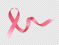 Breast Cancer Awareness Month Pink Ribbon Sign on Transparent Background Vector Illustration Royalty Free Stock Photo