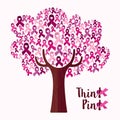 Breast cancer awareness month pink ribbon tree art Royalty Free Stock Photo