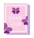 Breast cancer awareness month purple butterflies banner design