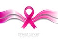Breast cancer awareness month. Smooth silk waves and ribbon tape design
