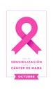 Breast Cancer Awareness Month in Spanish. October. Mes de sensibilizacion sobre el cancer de mama. Octubre. Vector illustration,