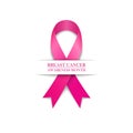 Breast cancer awareness month symbol. Pink ribbon on white background.