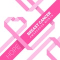 Breast cancer awareness month text and abstract long sharp pink ribbon heart sign vector design Royalty Free Stock Photo