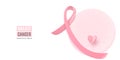 Breast cancer awareness month vector banner background, minimal concept with stylized breast, heart, ribbon, text sign Royalty Free Stock Photo