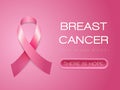 Breast Cancer Awareness Month. Vector isolated illustration with pink Ribbon on pink background. with button There is hope