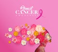 Breast cancer awareness papercut woman flower head Royalty Free Stock Photo