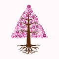 Breast cancer awareness pink health icon tree art Royalty Free Stock Photo