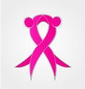 Breast cancer awareness, pink ribbon abstract icon