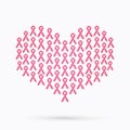 Breast cancer awareness, pink ribbon, in heart shape Royalty Free Stock Photo