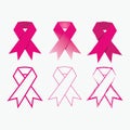 Breast Cancer Awareness pink ribbon icons set Royalty Free Stock Photo