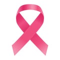 Breast Cancer Awareness Pink Ribbon Isolated On A White Background. Vector Illustration. Royalty Free Stock Photo