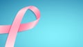 Breast Cancer Awareness pink ribbon. Light blue horizontal background. Fighting cancer. Vector