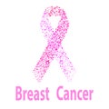 Breast cancer awareness pink ribbon made of dots. Women healthcare concept. Royalty Free Stock Photo