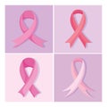 Breast cancer awareness pink ribbons vector design icons Royalty Free Stock Photo