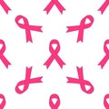 Breast cancer awareness pink single ribbon isolated on white background. Vector illustration EPS 10 Royalty Free Stock Photo