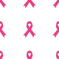 Breast cancer awareness pink single ribbon isolated on white background. Vector illustration EPS 10 Royalty Free Stock Photo